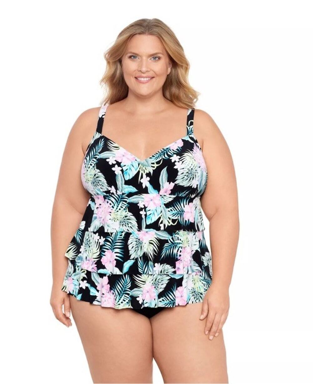 Bal Harbour Swim Size 24W NEW One Piece Tropical Swimsuit Tummy Control Resort
